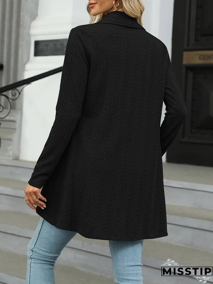 Casual Women's Elegant Loose Office Fashion Retro Solid Color Knit Cardigan