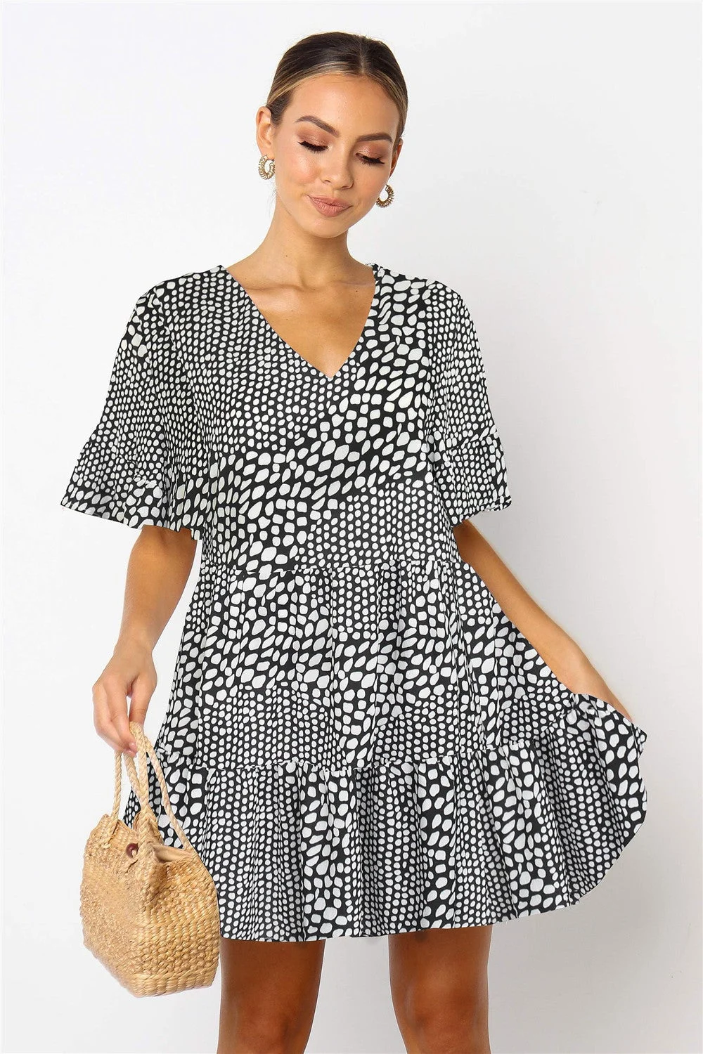 Women's V-neck Loose Fashionable A-line Dress