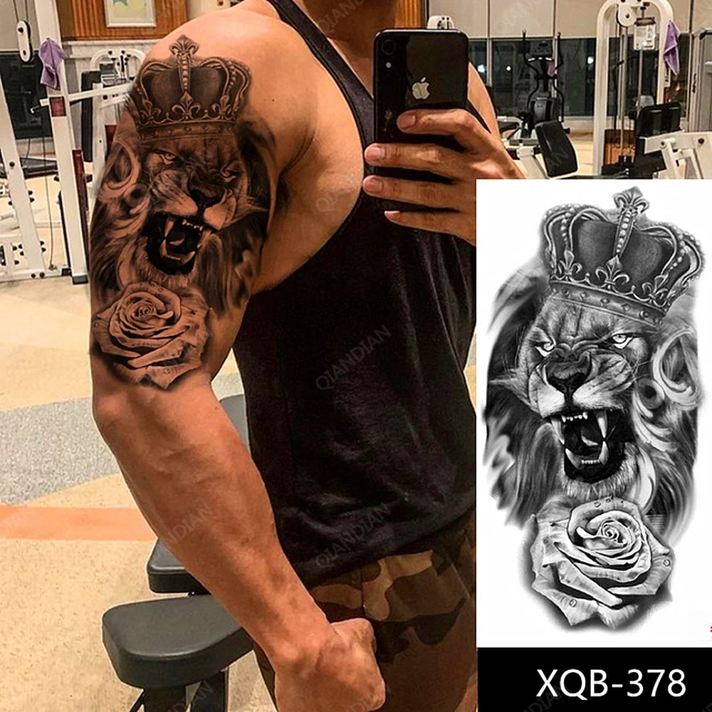 Sdrawing Tiger Manipulator Temporary Tattoo Sticker Waterproof Skull Flower Compass Eagle Deer Body Arm Sleeve Fake Totem Women Man