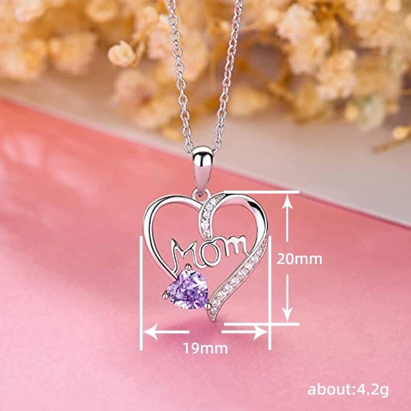 Minimalist Shiny Letter Heart Shape Copper Inlay Zircon Pendant Necklace