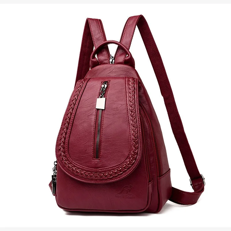 Multifunction Chest Shoulder Bag Female Backpack Luxury Back Pack Women Bagpack Woven Leather Backpack For Teenage Girls Sac