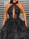 Stylish Beach Beaded Halterneck Hollow Evening Maxi Dress
