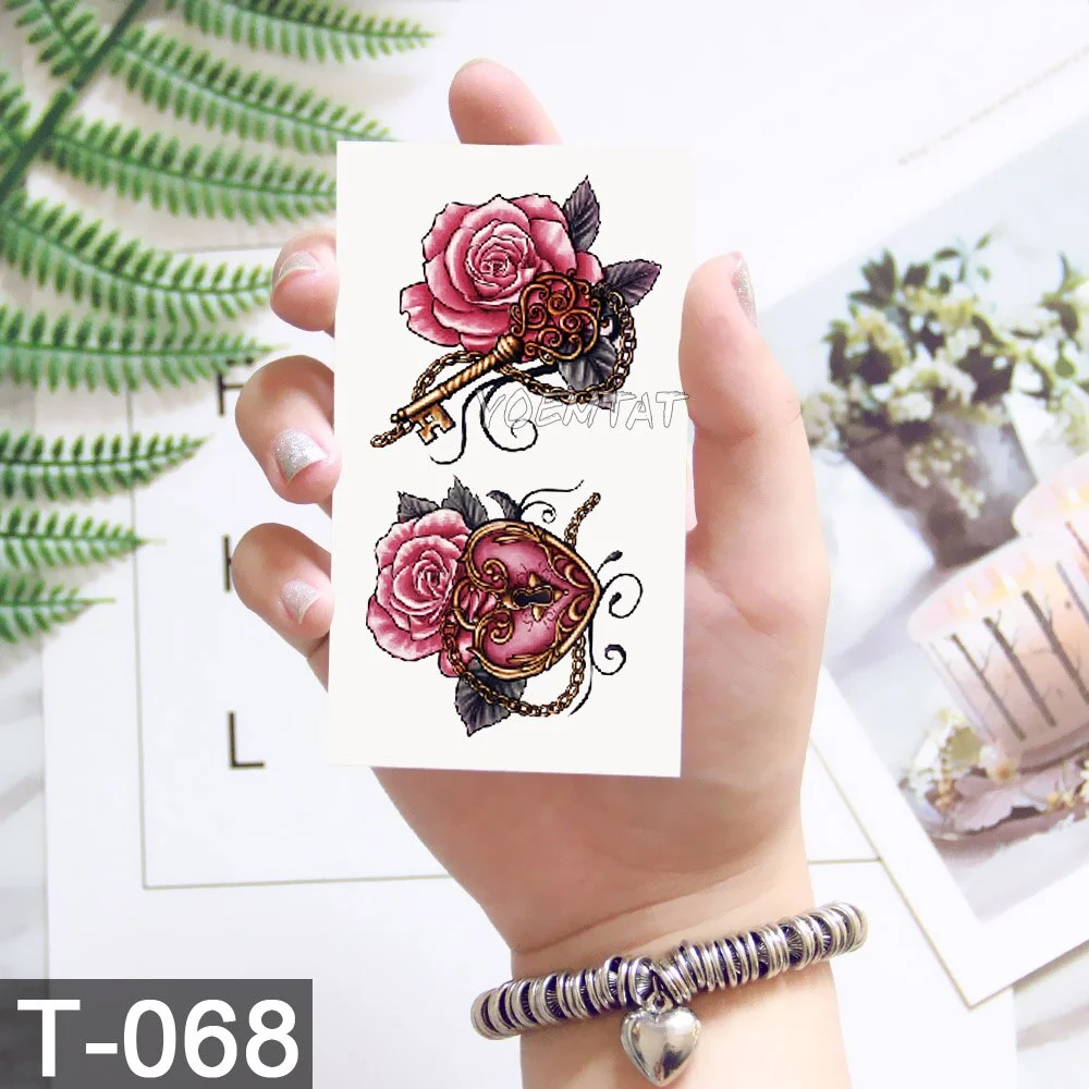 Sdrawing Temporary Tattoo Sticker Lotus Colorful Feather Leaves Butterfly Flash Tatoo Female 3D Body Art Child Fake Tatto Male