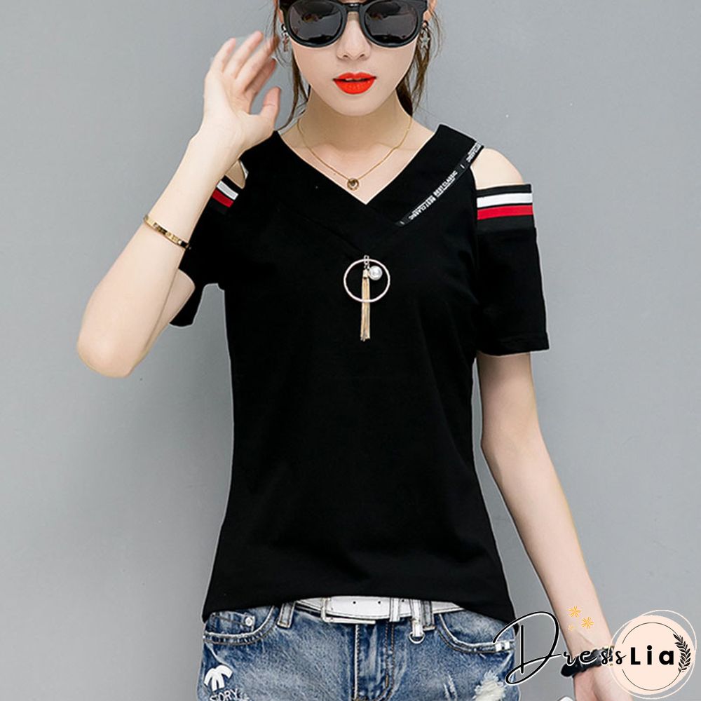 Bobokateer Off The Shoulder Tops For Women Tshirt Summer T-Shirt Cotton T Shirt Women Shirts Tee Shirt Femme Camiseta Mujer