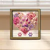 Diamond Painting Special Shaped Drill Dog Paws and Roses With Frame(22x22 CM)
