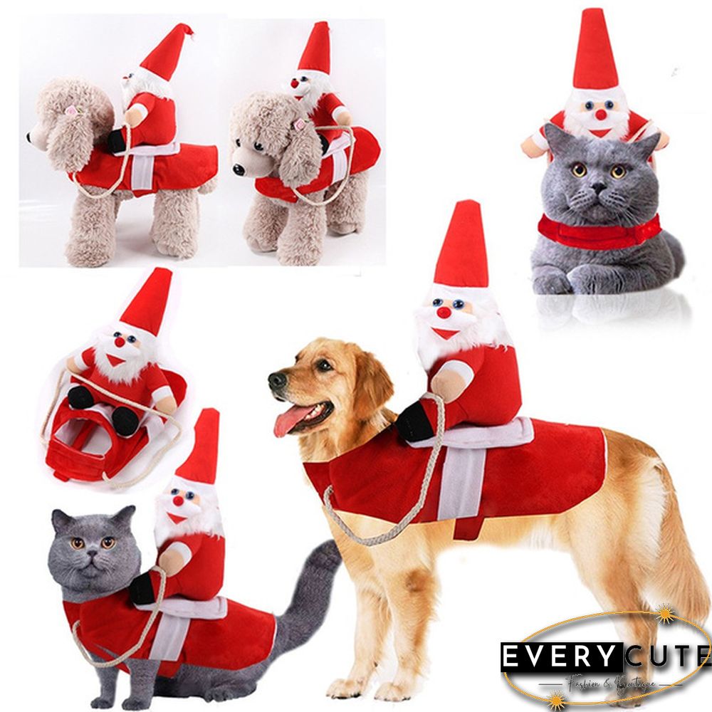 Running Santa Christmas Pet Costumes Santa Dog Costume Dog Apparel Party Dressing up Clothing for Small Large Dogs Cats Clothes Pet Outfit