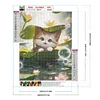 Diamond Painting -DIY Round Drill Cat in Lotus Pond（40x50cm）