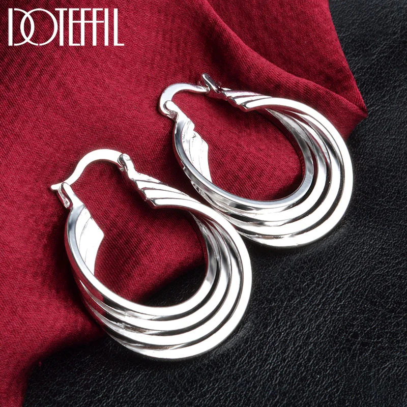 DOTEFFIL 925 Sterling Silver Circle Shape Earrings Women Jewelry