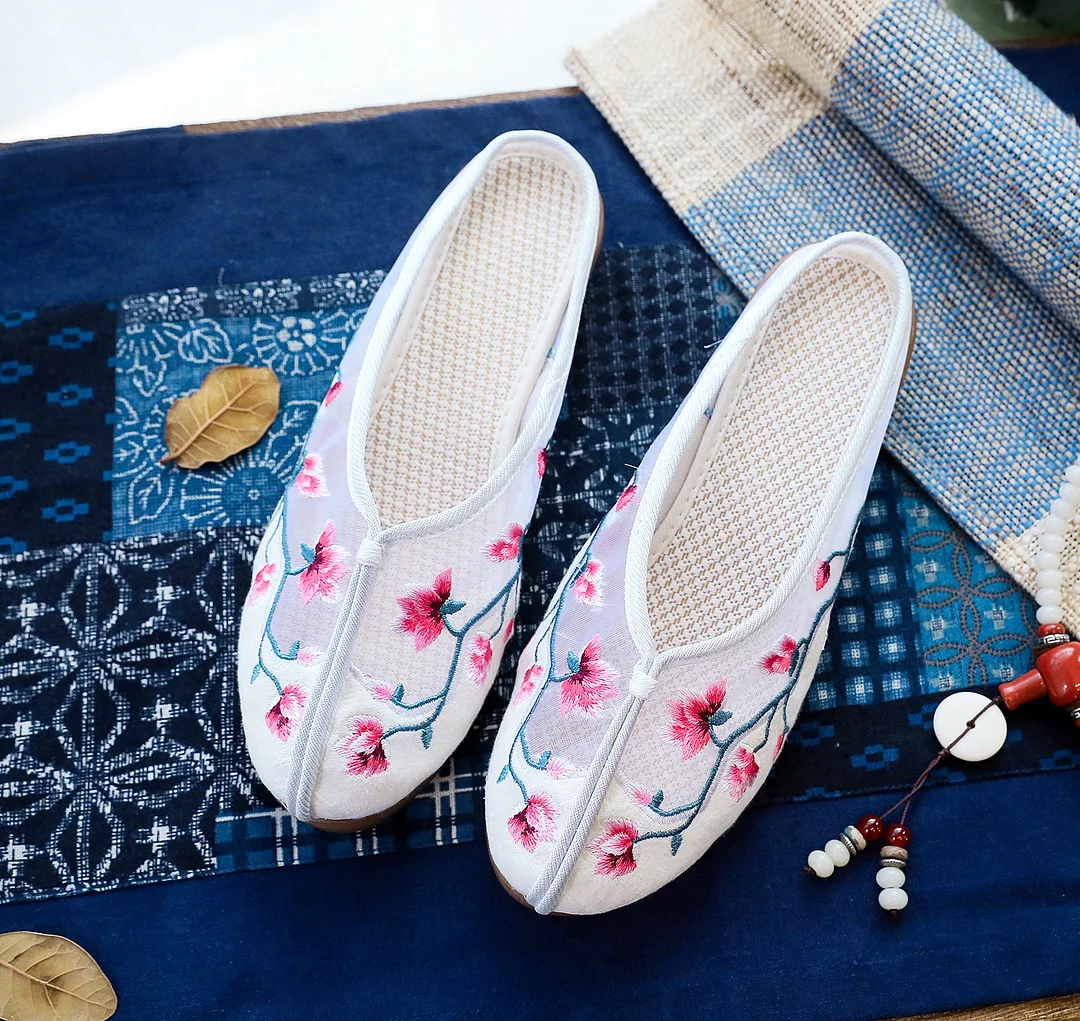 Colourp Colourp Mesh Shoes Embroidered Sandals Cloth Shoes Women Summer Fashion Mesh Embroidered Women Sandals Slippers