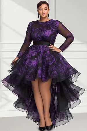 black and purple high low dress Sparkly High-Low Dress for Cruise & Evening Events