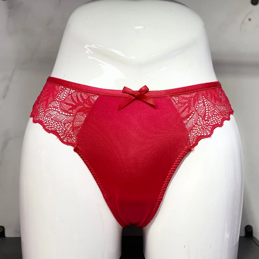 Athvotar Athvotar Empty Trousers V Flash Diamond Buckle Lace Side Trousers Without Trace Ice Splicing Lace Lady T-Tants