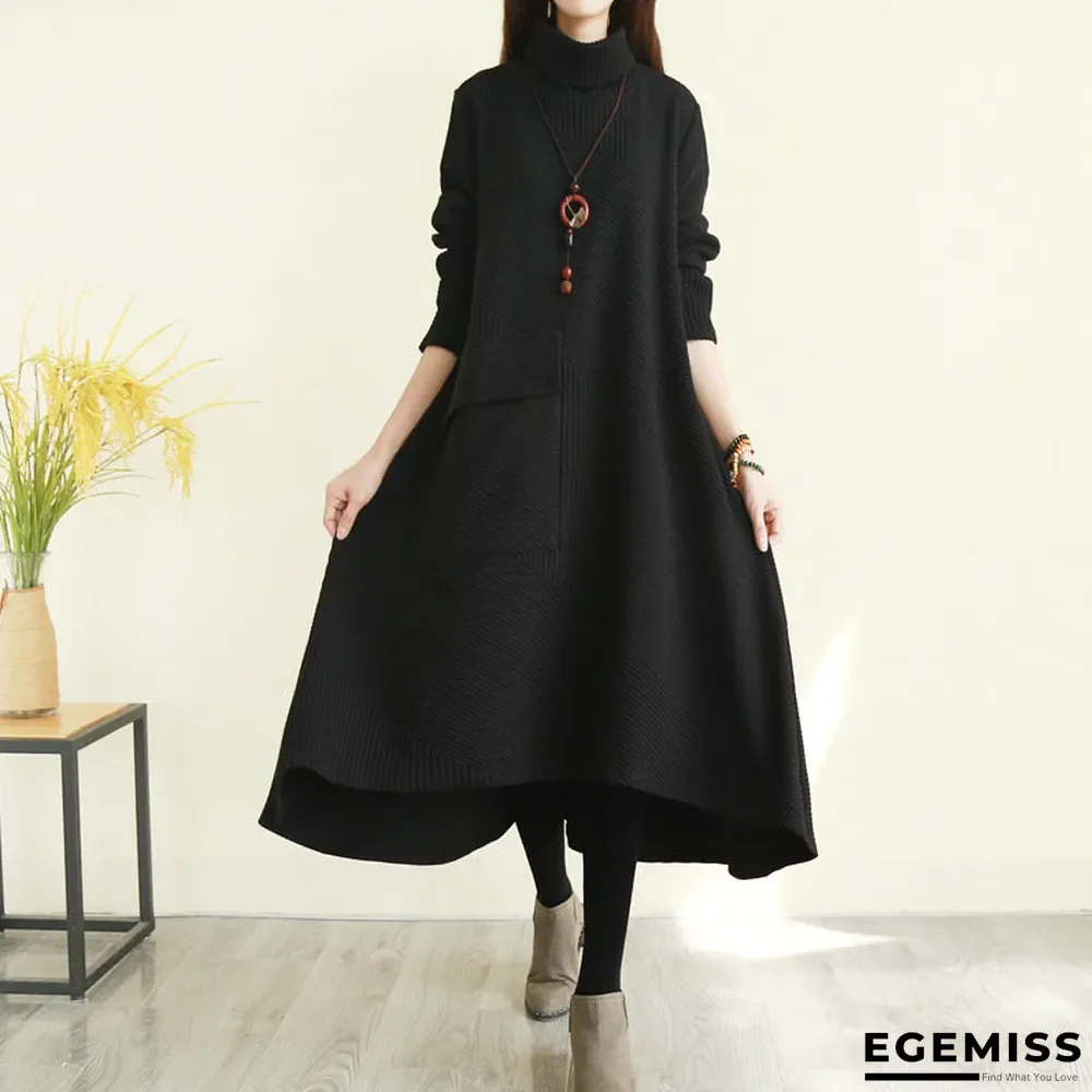 Plain Casual Long Sleeve Fall Dresses | EGEMISS