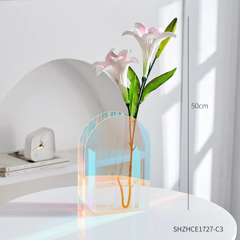 Creative Transparent Acrylic Vase Decoration Household Modern Home Decor Table Decoration Living Room Minimalist Decor Crafts