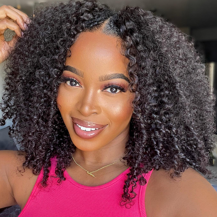 Free Fast Shipping | 4c Kinky Curly V Part Wigs Meets Real Scalp No Leave Out Wig