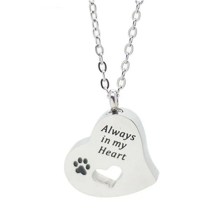 Hollow Heart Shaped Dog Urn Necklace