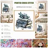 Christmas Full 14CT 2 Strands DIY Stamped Needlework Embroidery Kit 11.81x11.81inch Embroidery Needlepoint Starter Kits Cross Stitch Art and Crafts Kits for Beginners Adults Home Decor