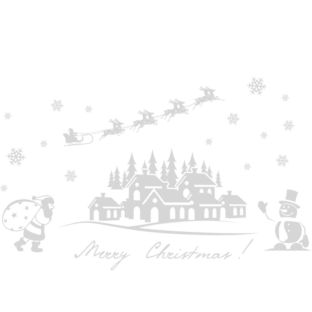 

White Reindeer Snowflakes Town Wall Window Glass Sticker Christmas Docor, 501 Original