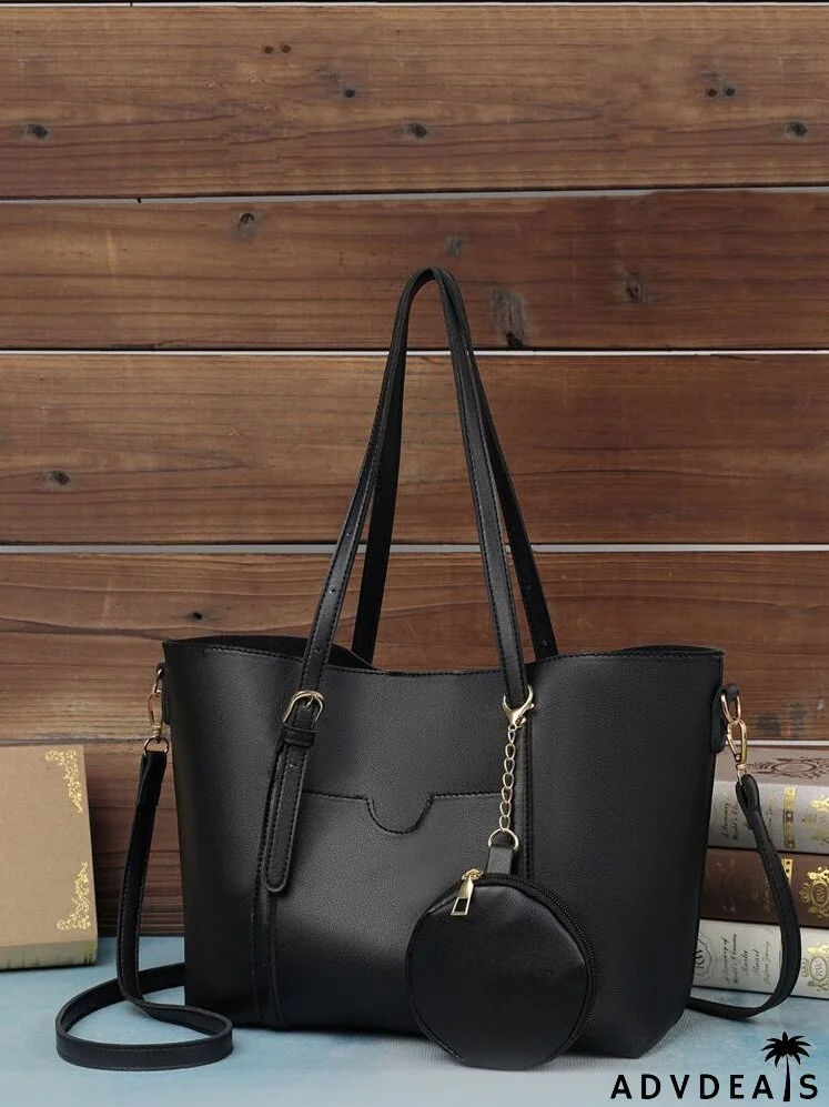 Minimalist Shoulder Tote Bag With Coin Case