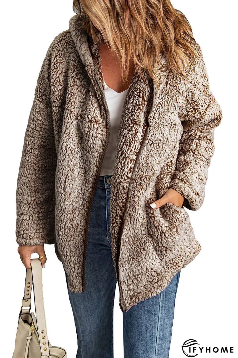 Fleece Thickened Hooded Jacket Women's Mid-length Loose Casual Jacket | IFYHOME