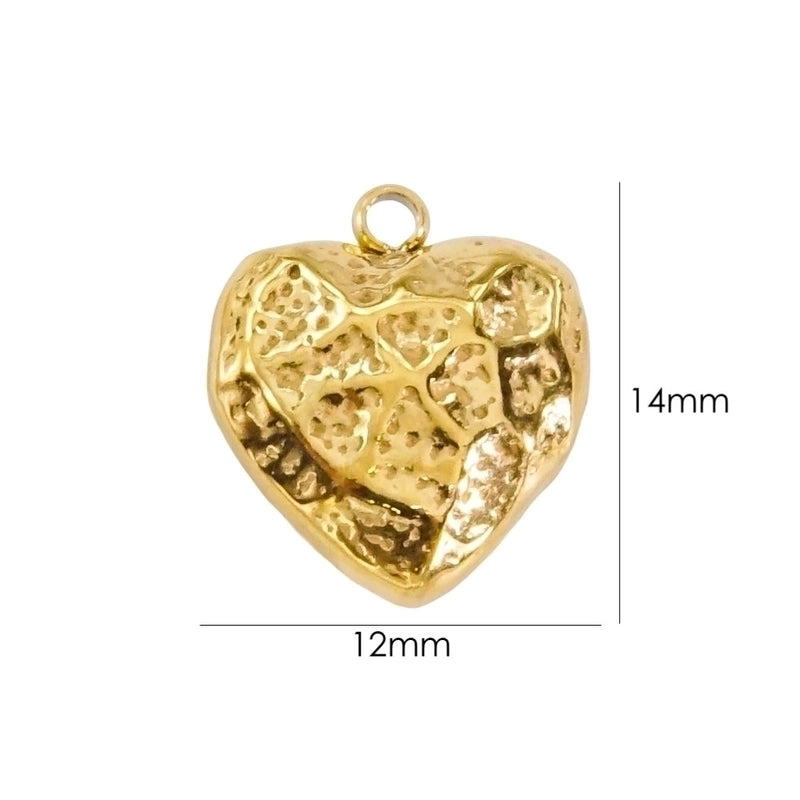 10 Pcs/Package 304 Stainless Steel 14K Gold Plated Heart Shape Pendant