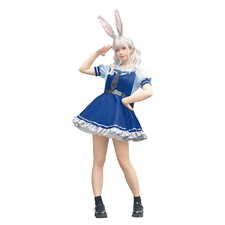 Zootopia 2 Judith Lolita Blue Dress Cosplay Costume Outfits Halloween Carnival Suit - Coshduk