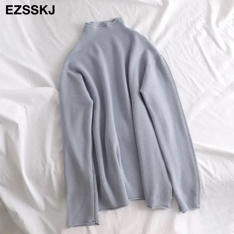 oversize Sweater Women Pullover Casual Turtleneck Long Sleeve chic loose 2021 Knit Sweater Female Jumpers soft top