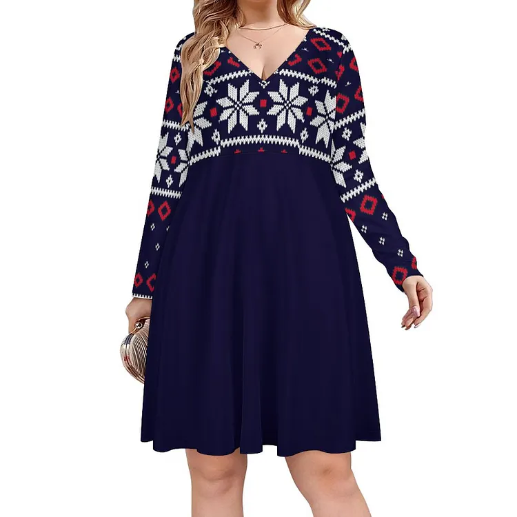 Personalized Design Women's Oversized V-neck Dress Christmas