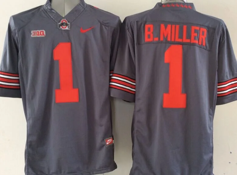 Men's Ohio State Buckeyes Braxton Miller #1 Gray Player Game Jersey