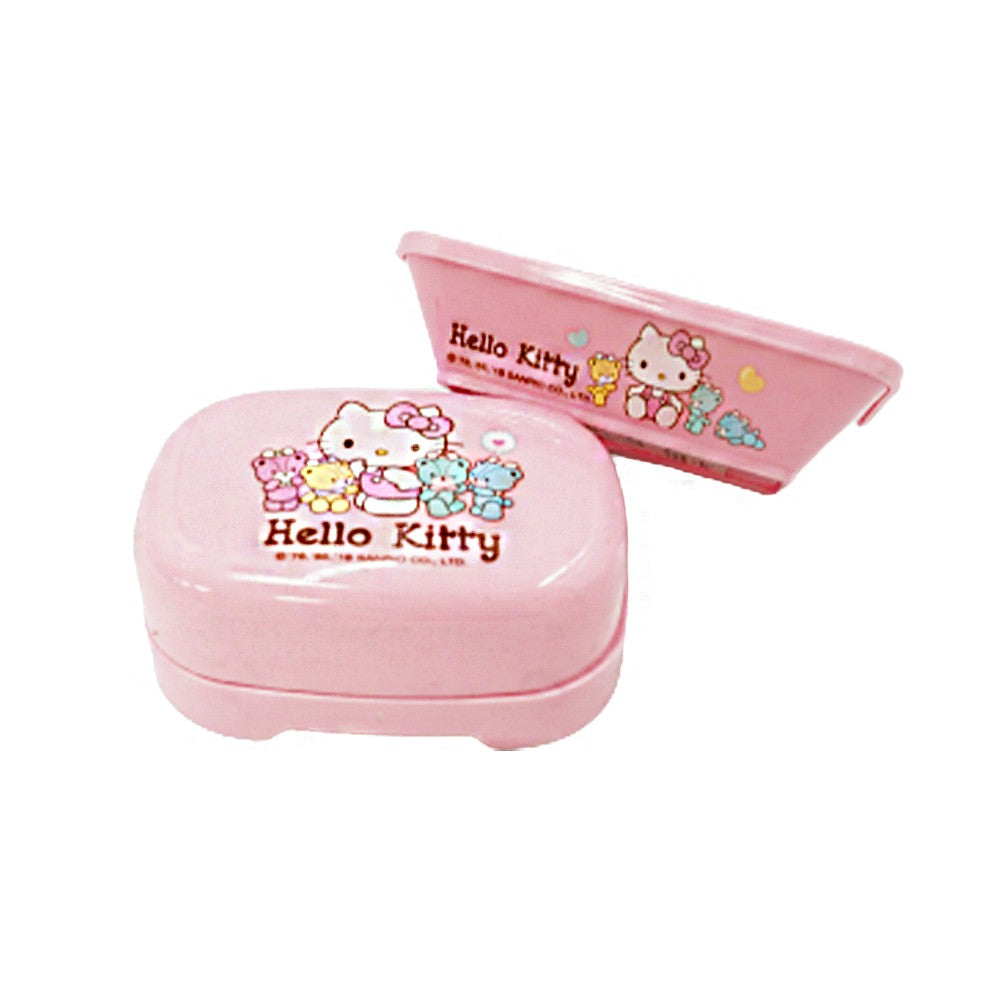 Sanrio Hello Kitty & Teddy Soap Dish With Drain Case Soap Box with Lid 4.9" x 3.7" Double Your  Relaxation A Cute Shop - Inspired by You For The Cute Soul 