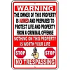 Warning Owner Of Property Is Armed Nothing Is Worth Your Life - Vintage Metal Signs(12*16Inch) - Warning