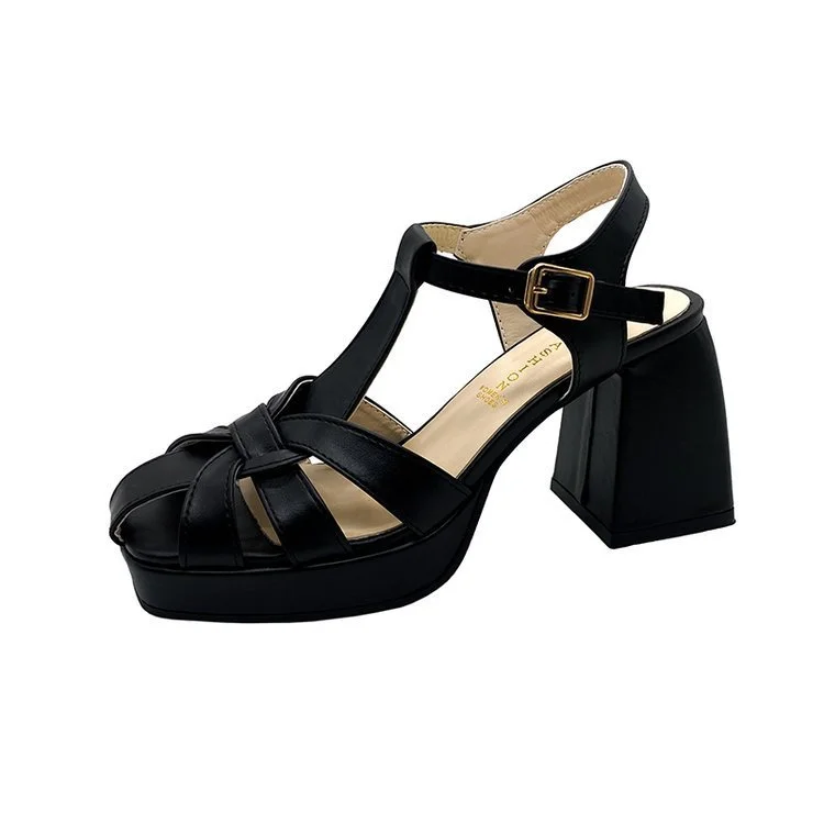 Closed Toe Hollow-out Roman Style High Heels Radinnoo.com