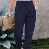 Gioiacombo&trade; Pantaloni casual a vita alta da donna in tinta unita