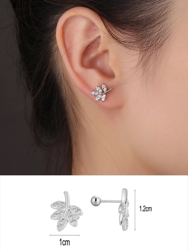 1 Pair 14K Gold Plated 925 Sterling Silver Zircon Star Moon Butterfly Ear Studs