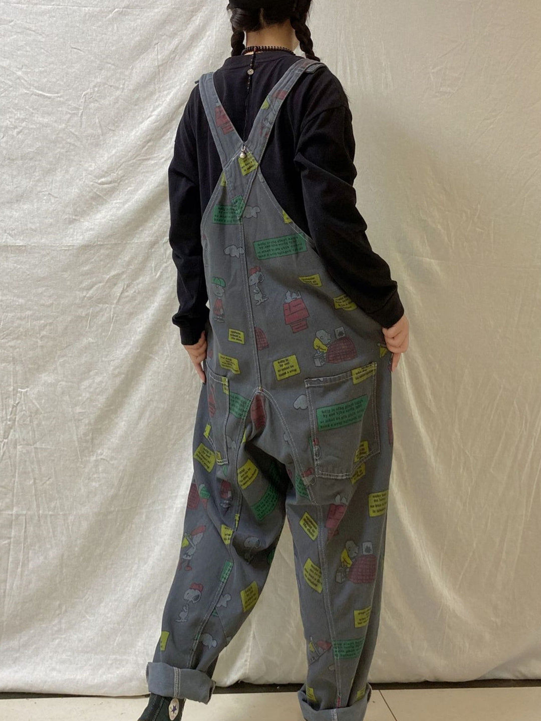 Women's Casual Retro Cropped Workwear Denim Overalls Jumpsuit