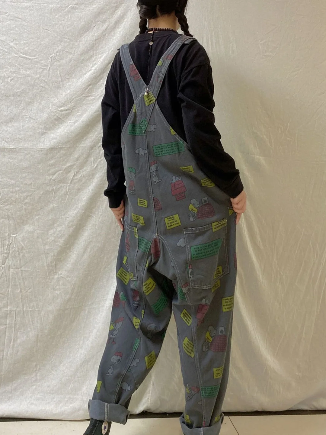 Women's Casual Retro Cropped Workwear Denim Overalls Jumpsuit