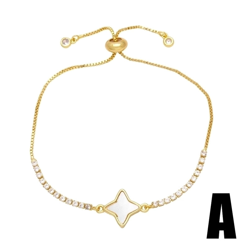 Ig Style Fashion Minimalist Star Heart Shape Lightning Copper Plating Inlay Zircon 18k Gold Plated Bracelets