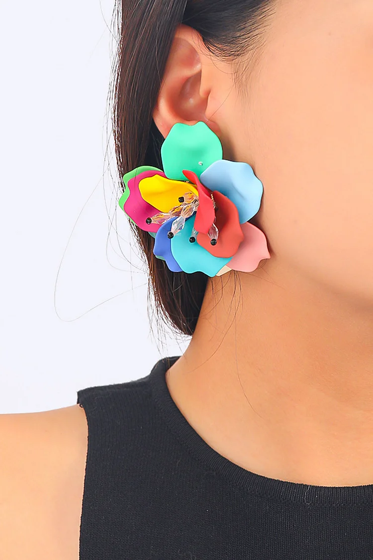 Boho Multicolor Acrylic Flower Geometric Earrings 2024 - Xpluswear