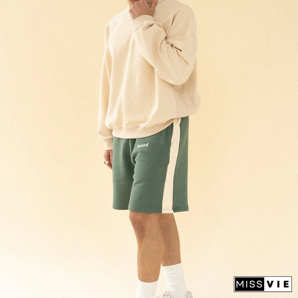 Green Striped Jogging Pants Fashion Casual Sports Shorts