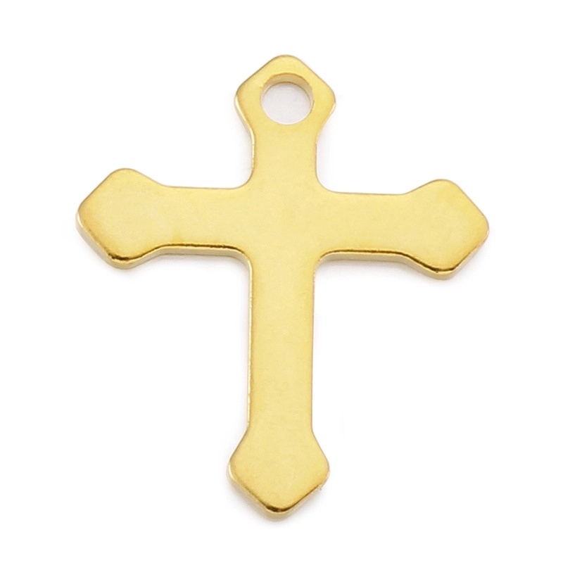 1 Piece Stainless Steel 18K Gold Plated Cross