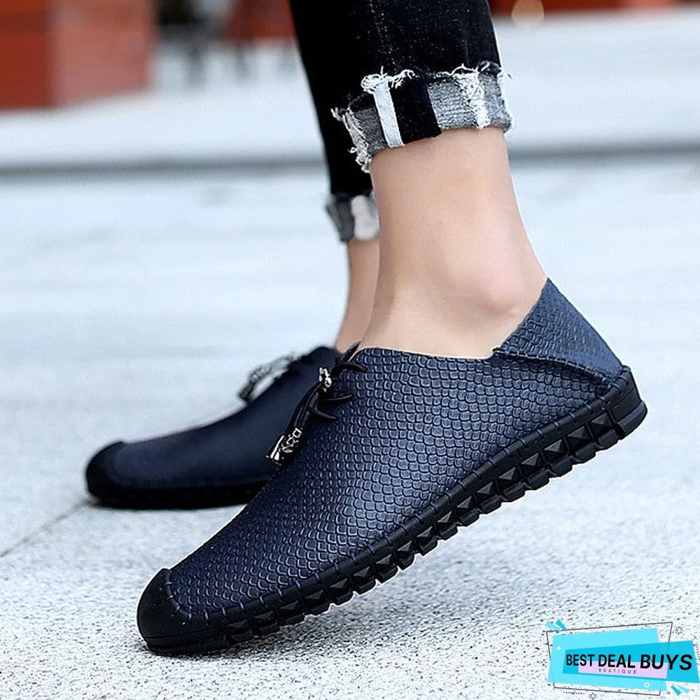 Men's Spring / Summer Casual Daily Oxfords Walking Shoes Cowhide Wear Proof Black / Blue / Brown