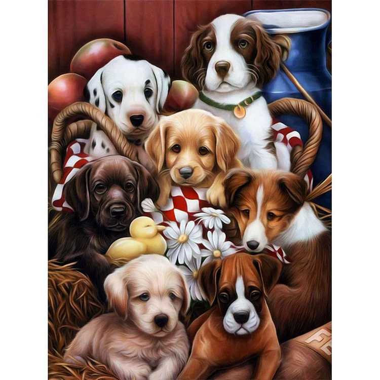 Dog  Full Round Diamond Painting 30*40 CM