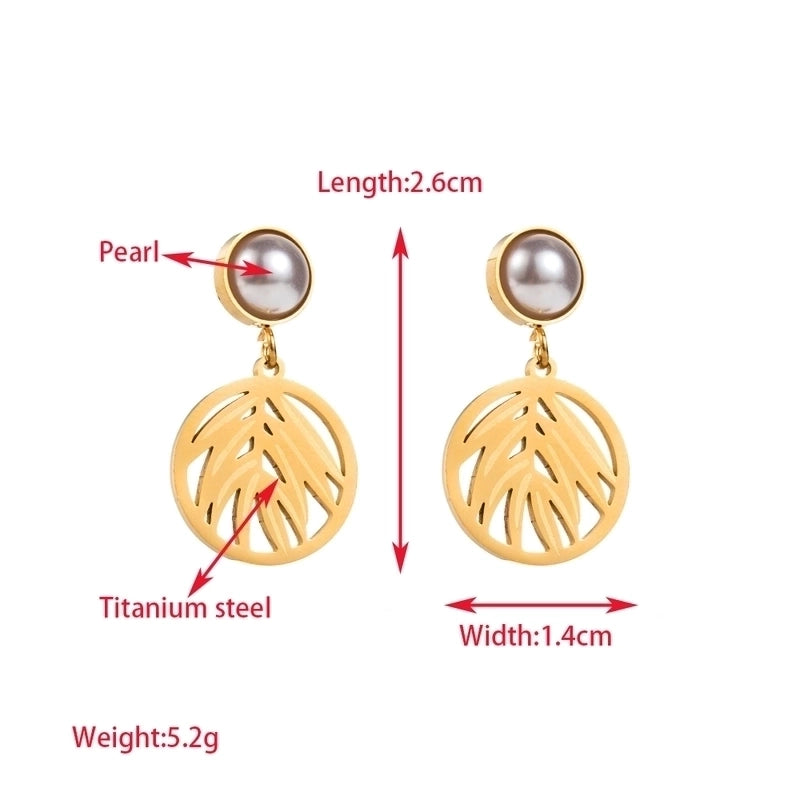 1 Pair Elegant Luxurious Cactus Leaf Heart Shape Hollow Out Inlay 304 Stainless Steel Pearl 18K Gold Plated Drop Earrings