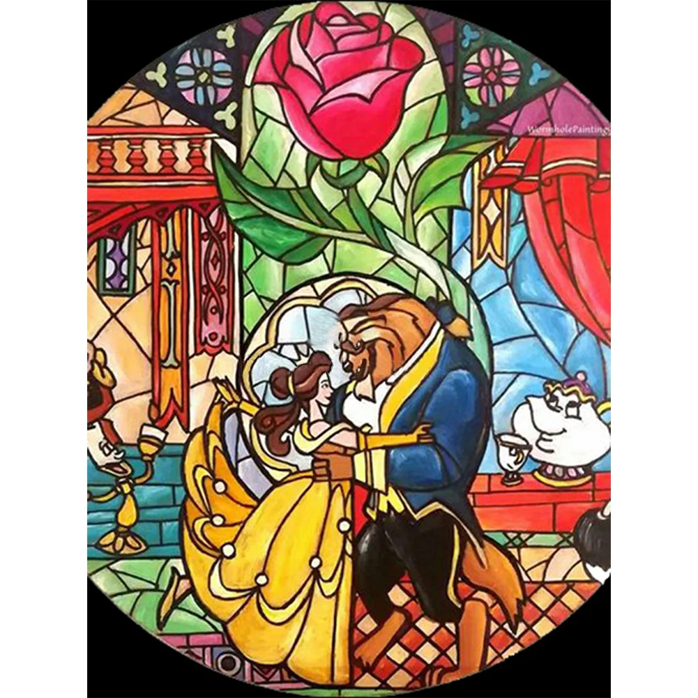 Stained Glass Beauty Beast  Diamond Painting Beauty Beast