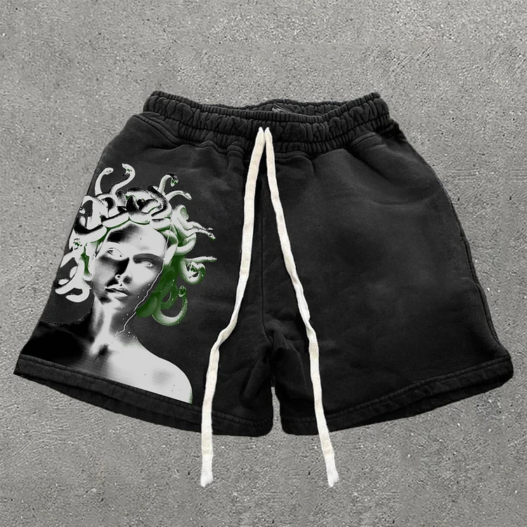 Medusa Arts Print Graphic Drawstring Shorts SOPULA