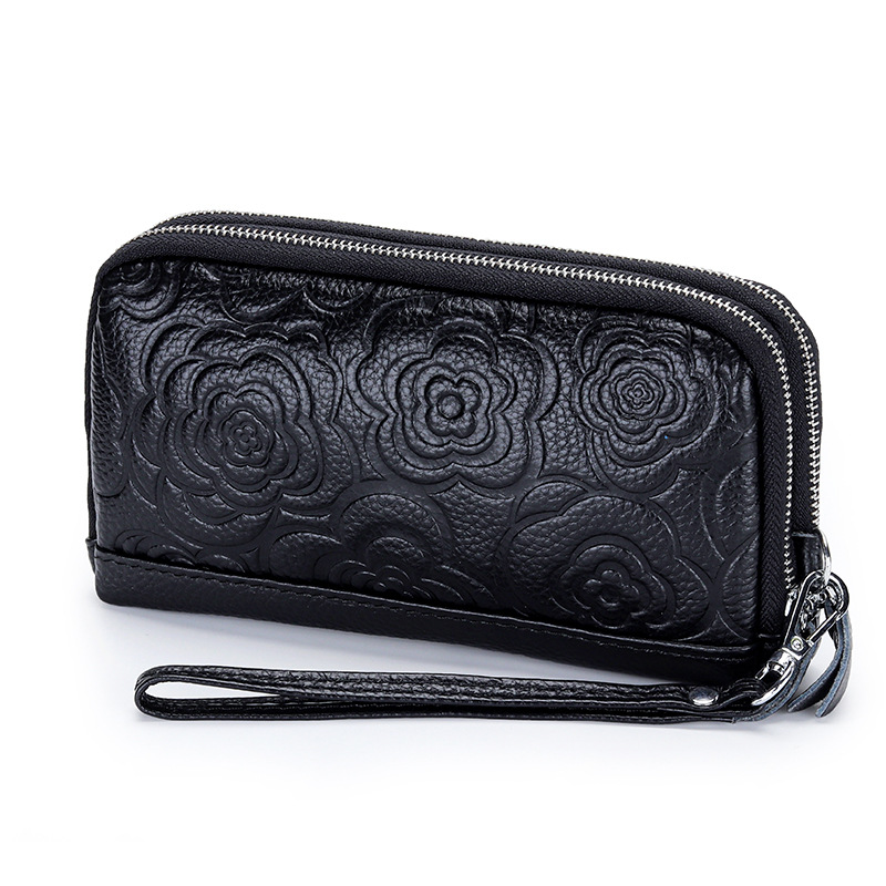 Women's Leather High Capacity Double Zip Long Wallet