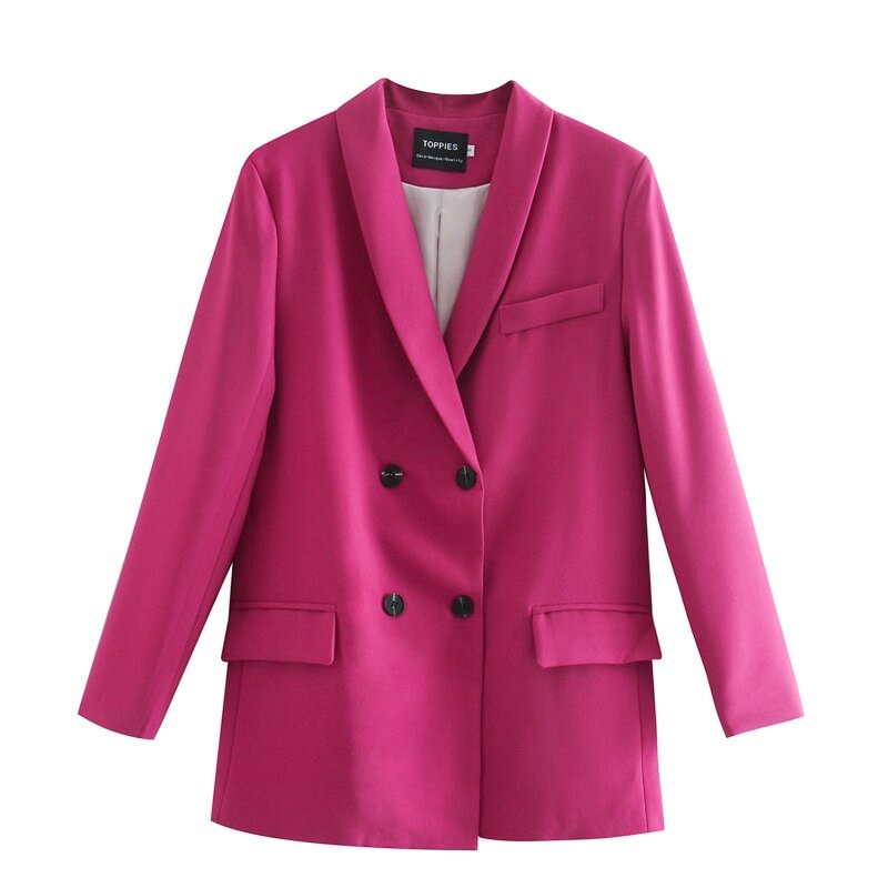 Toppies 2021 spring womens blazer suit double breasted jacket coat solid color office ladies formal suit