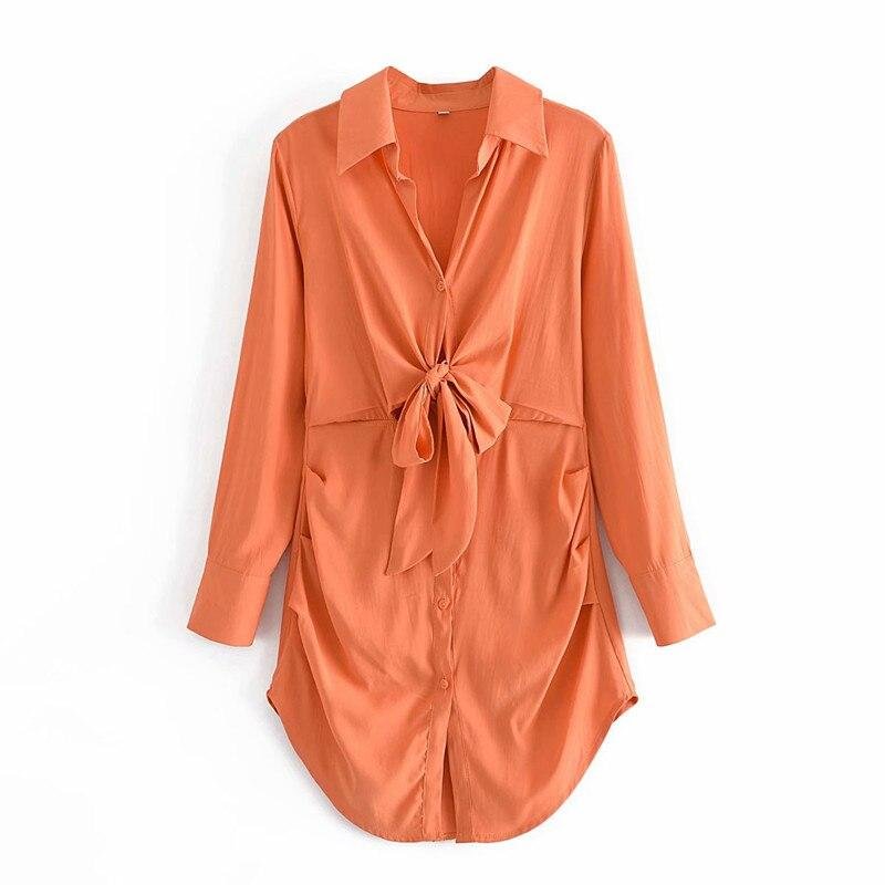 PUWD Casual Women V Neck Bow Lace Dress 2021 Spring-autumn Fashion Ladies High Street Dress Female Solid Color Mini Dress