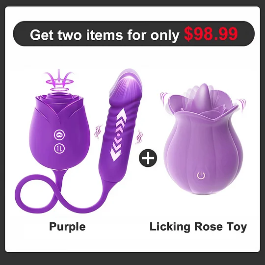 2025 Rose Thrusting Dildo with Clitoral Sucking and 10 Vibrating Modes for Deep Pleasure