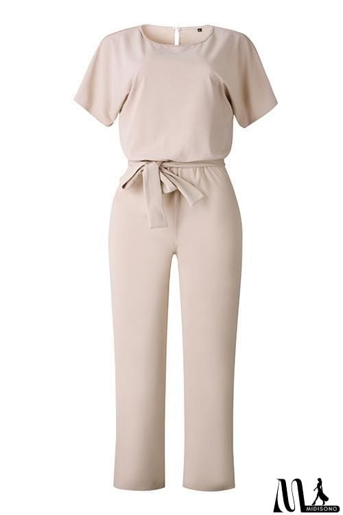 MidiSono - Short Sleeve Knot Jumpsuit