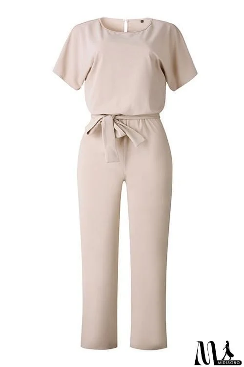 MidiSono - Short Sleeve Knot Jumpsuit